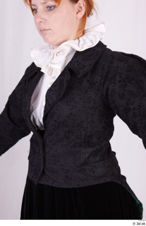  Photos Woman in Historical Dress 95 19th century black jacket historical clothing upper body 0002.jpg